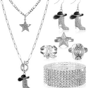 Ecally Bohemian Western Jewelry Turquoise Set Women Country Pendant